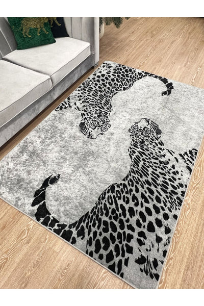 Jaguar Desenli Lateks Taban Halı (gri)