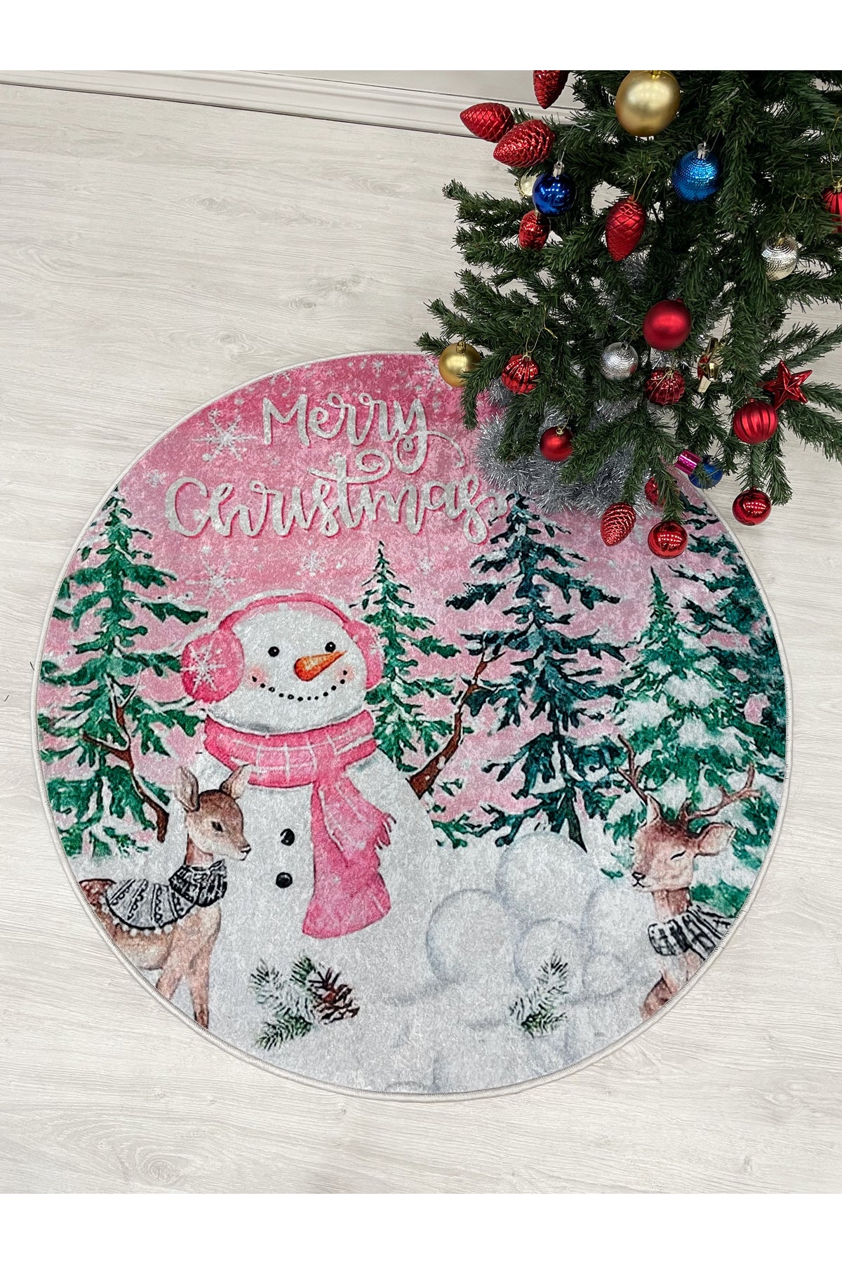 Christmas-Themed Snowman Tree Skirt Rug