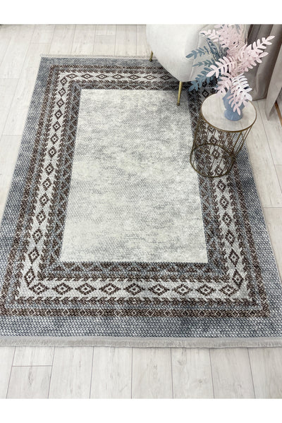GRAY-BROWN Jute Sisal Look Latex Base Rug