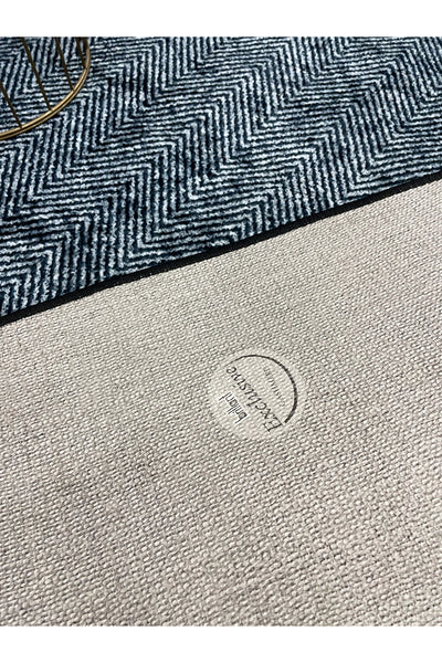 GRAY-NAVY Jute Sisal Look Non-Slip Base Rug