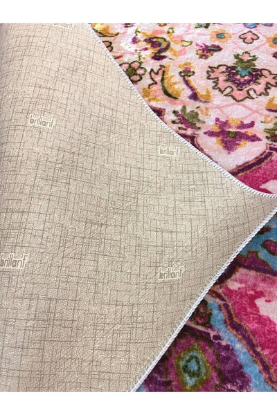 Etnik Desen Saçaksız Lateks Deri Taban Modern Halı