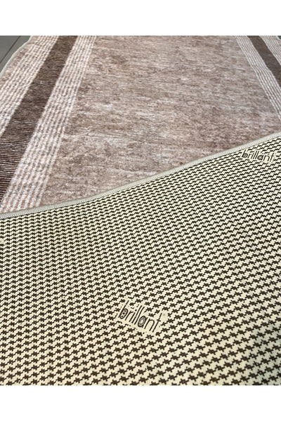 Light Gray Bordered Pattern Latex Leather-Backed Rug