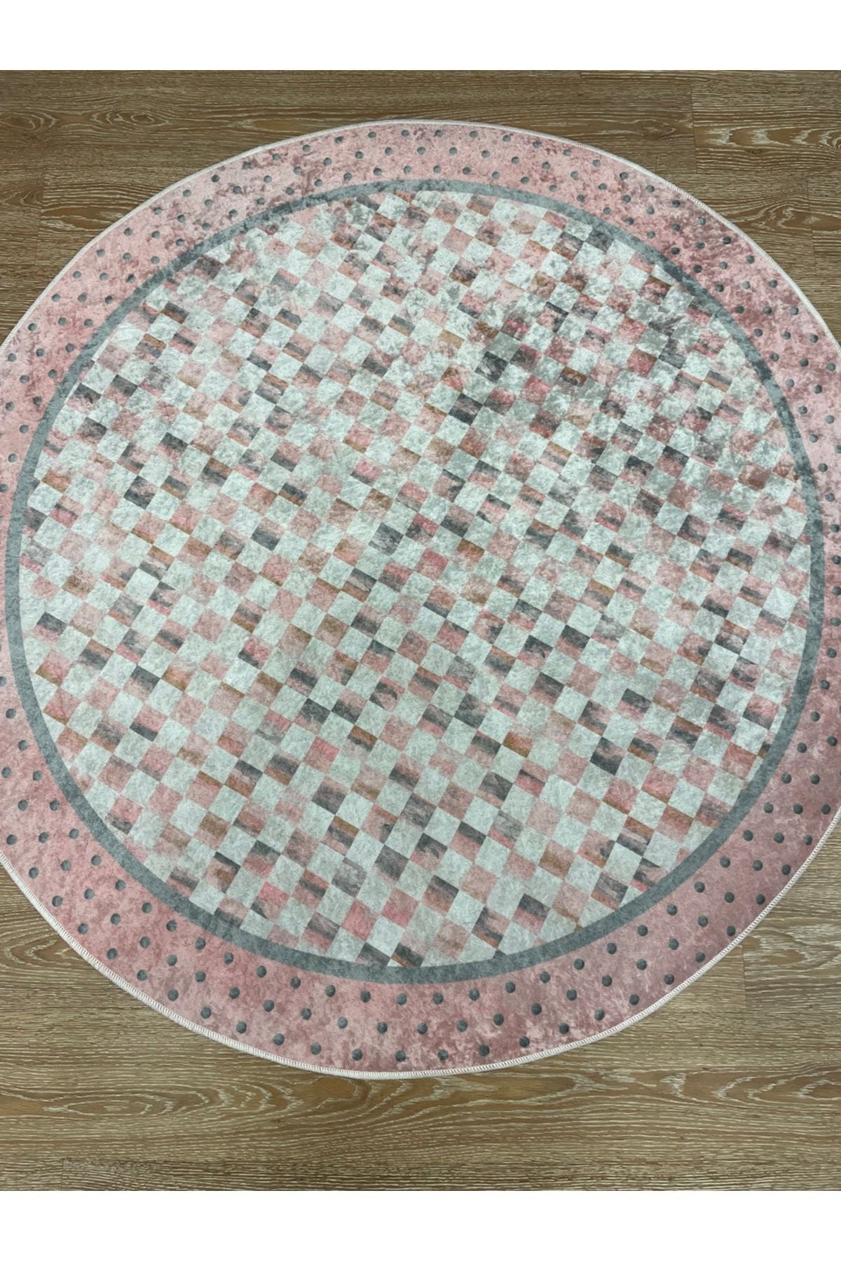 Robert Diamond Pattern Fringeless Round Rug - Brown