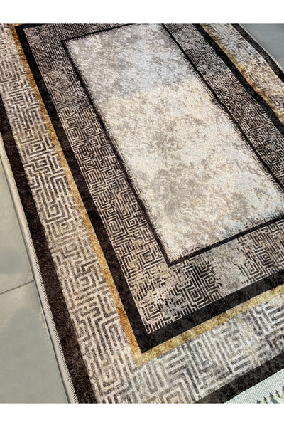 80X120 Vintage Distressed Look Non-Slip Backed Brown Bathroom Rug