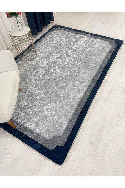 BEIGE-BLACK Framed Border Modern Pattern Latex Base Rug