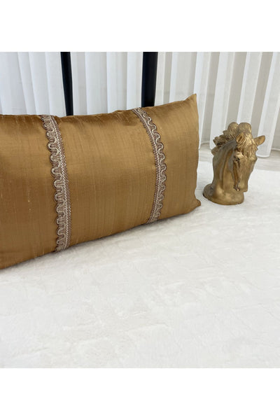 Imported Silk Cushion Pillow Cover with Cord (30x50) (Copper Brown)