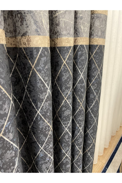 Liva Alita Model 1/2.50 Pleated Blackout Curtain Navy-Gray