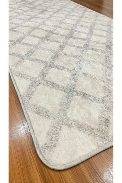 Diamond Pattern Beige Non-Slip Base Kitchen Rug