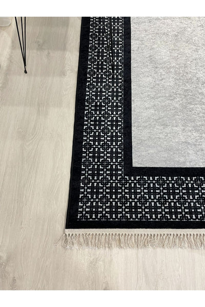Swena Kaymaz Taban Halı Gri-siyah