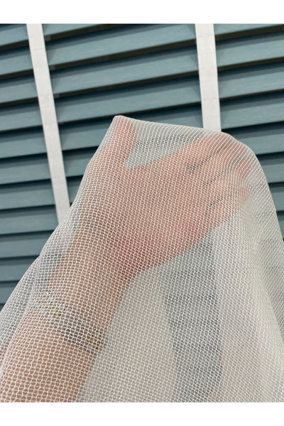Honeycomb Textured Armor - Sheer Glitter 1/3 Dense Pleat - Ecru Sheer Curtain