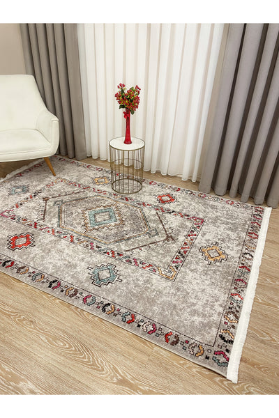 BEIGE Ethnic Kilim Pattern Runner Non-Slip Base Rug