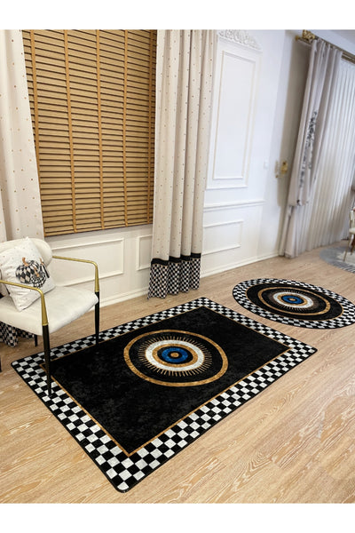 Checkered Pattern Leather Base Decorative Rug