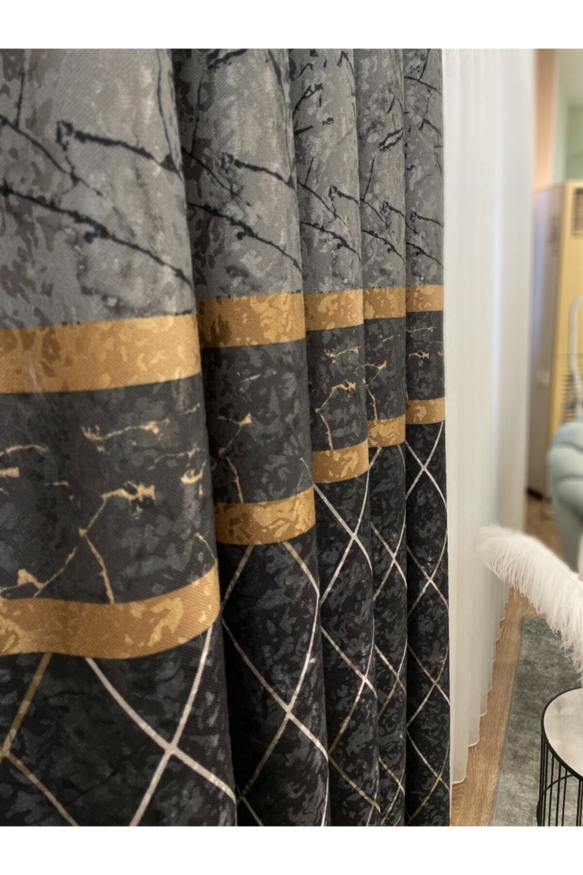 Liva Alita Model 1/2.50 Pleated Blackout Curtain Navy-Gray