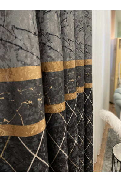 Liva Alita Model 1/2.50 Pleated Blackout Curtain Navy-Gray