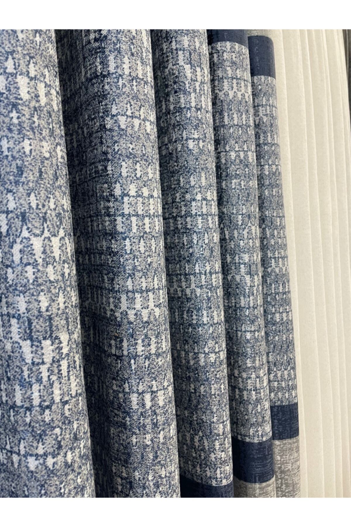 Keten Zemin Batik Desen 1/2,50 Pile Fon Perde - Antrasit Gri
