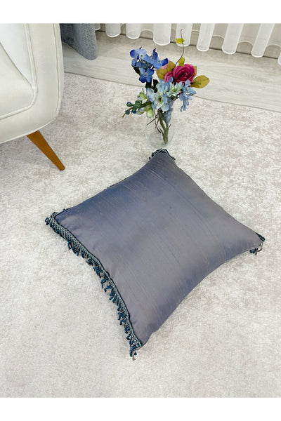 PURPLE/TURQUOISE Tasseled Silk Taffeta Cushion Cover (45X45)