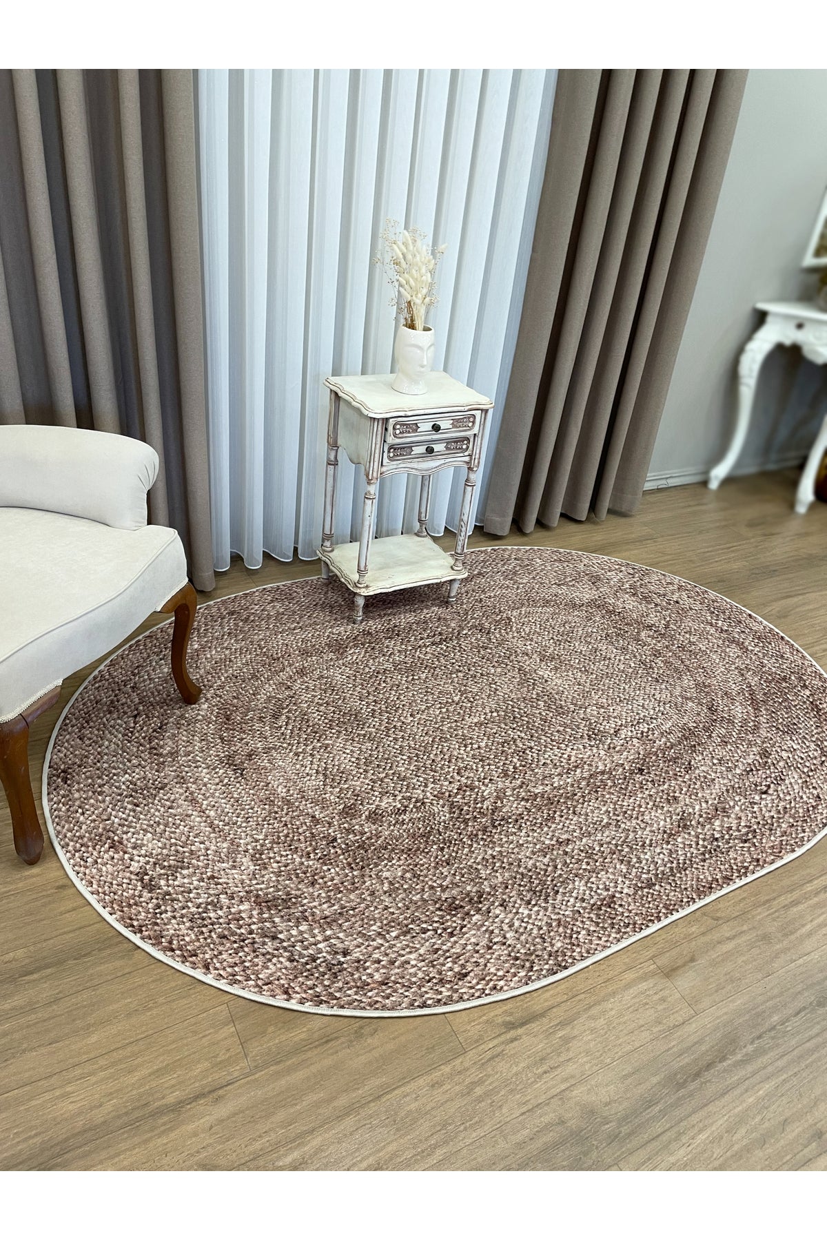 Jute Sisal Look 3D Colorful Latex Leather Base Rug