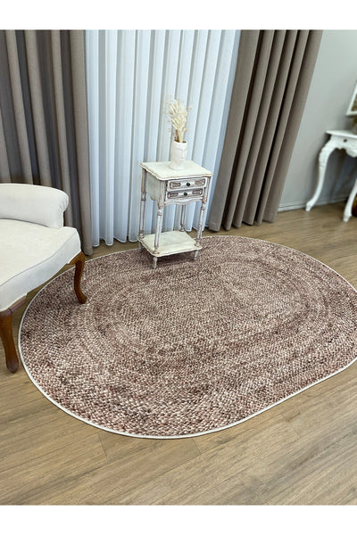 Jute Sisal Look 3D Colorful Latex Leather Base Rug