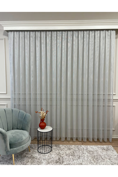 Modern Textured Knit 1/2.5 Pleat - Light Gray Sheer Curtain