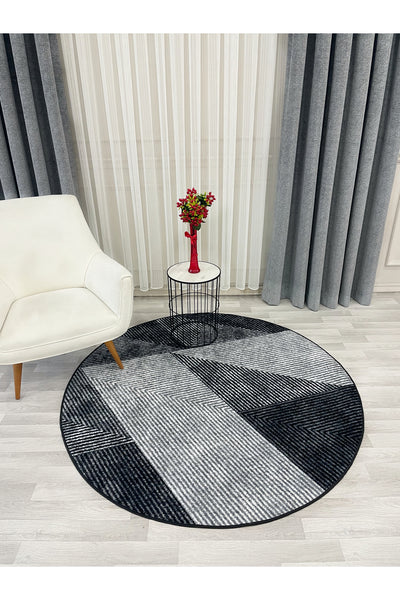 Gray Geometric Pattern Non-Slip Base Runner Rug