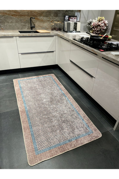 GRAY Jute Sisal-Look Bordered Non-Slip Base Runner Kitchen Rug
