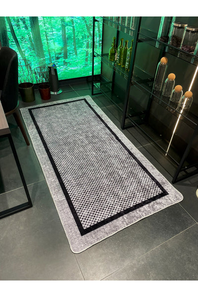 GRAY Jute Sisal-Look Bordered Non-Slip Base Runner Kitchen Rug