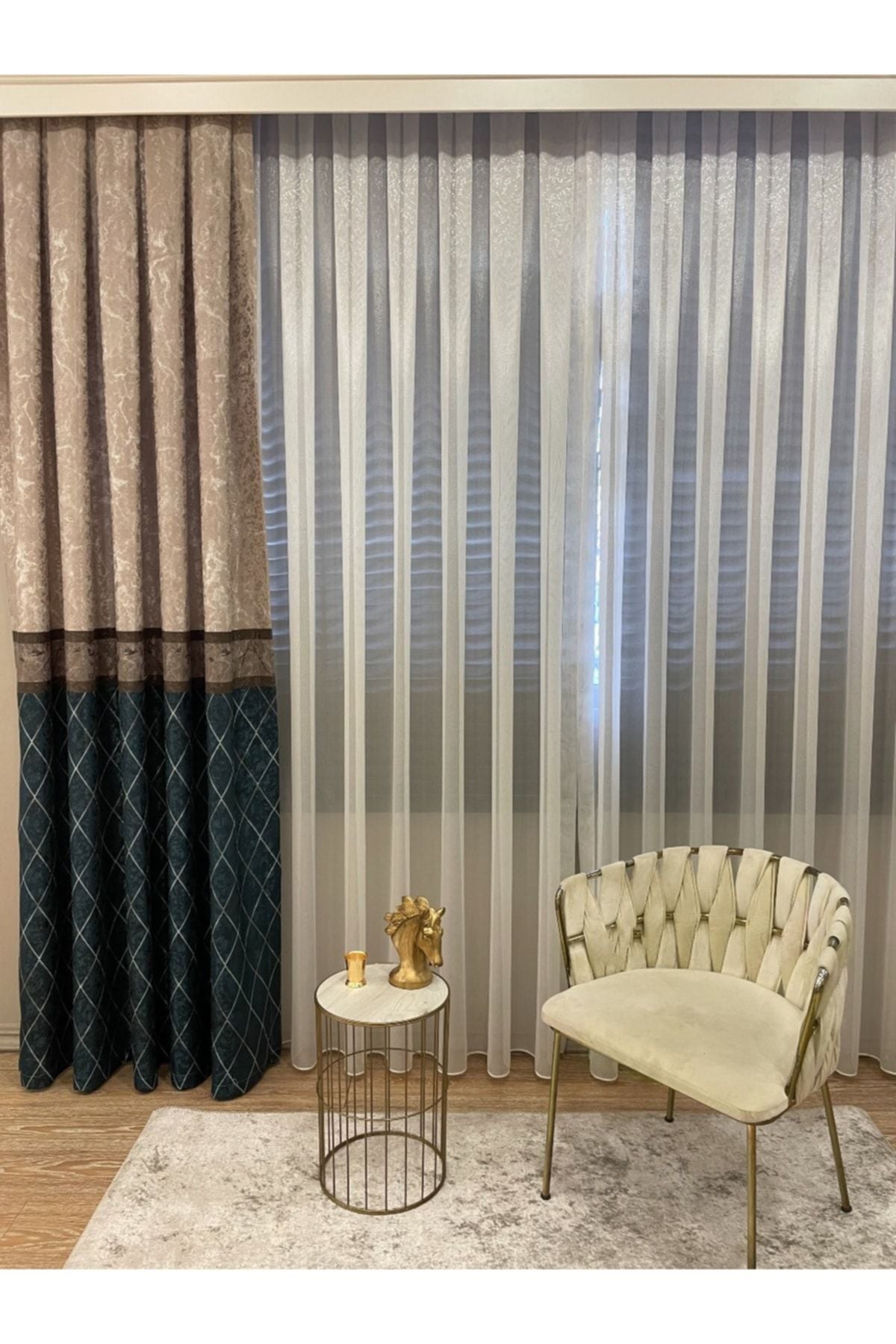 Liva Alita Model 1/2.50 Pleated Blackout Curtain Navy-Gray