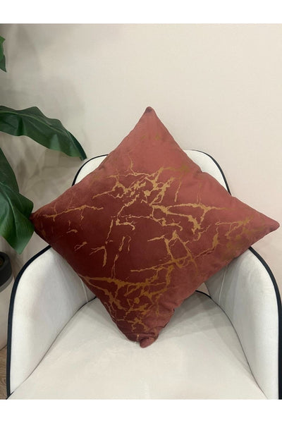 Set of 2 Velvet Throw Pillow Covers Ecru-Silver Foil (45X45)