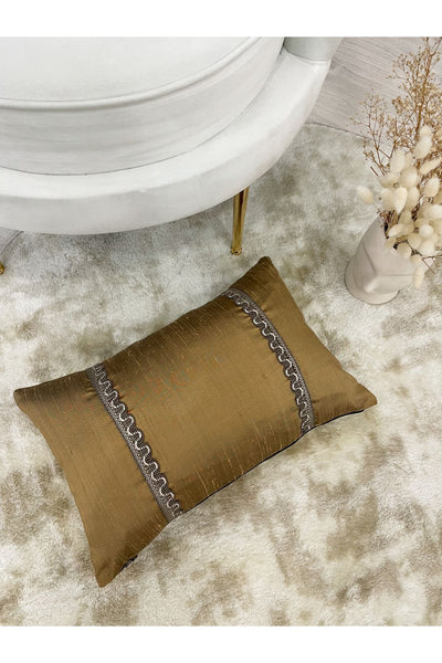 Imported Silk Cushion Pillow Cover with Cord (30x50) (Gold Color) - Premium