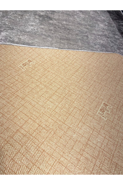 Geometric Striped Latex Leather Backing Fringeless Kitchen Rug - Gray-Black