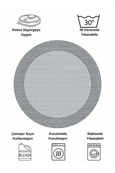 GRAY Non-Slip Base Round Rug