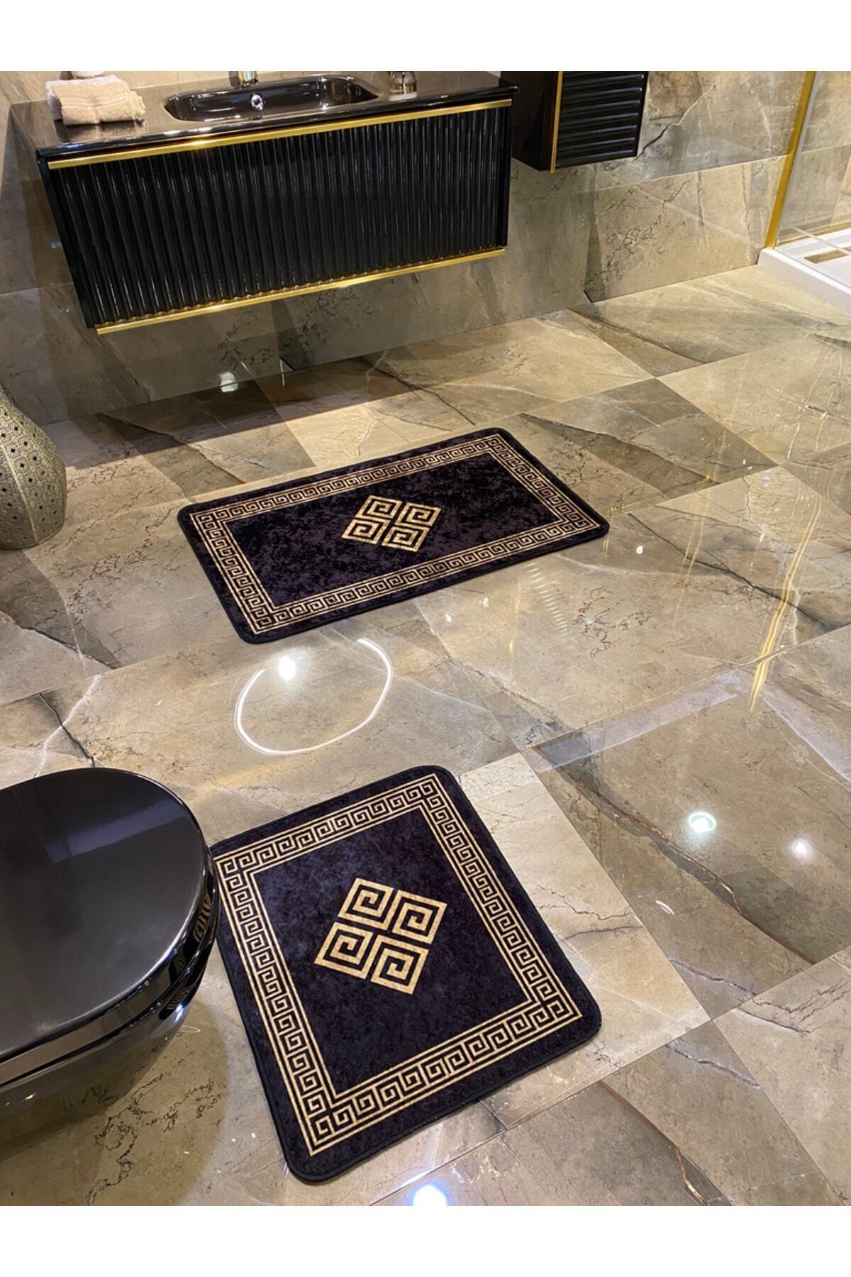 Losarina 2-Piece Latex Base Bathroom Mat Set (60x100 - 60x50) Gray