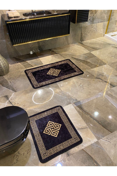 Losarina 2-Piece Latex Base Bathroom Mat Set (60x100 - 60x50) Gray