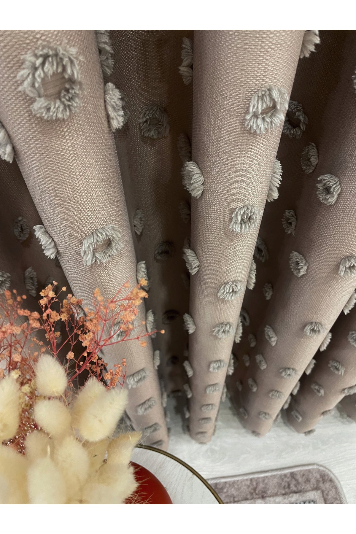 Blue Children's Room Pompom Puffy Blackout Curtain 1/3 Dense Pleating