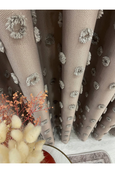 Blue Children's Room Pompom Puffy Blackout Curtain 1/3 Dense Pleating