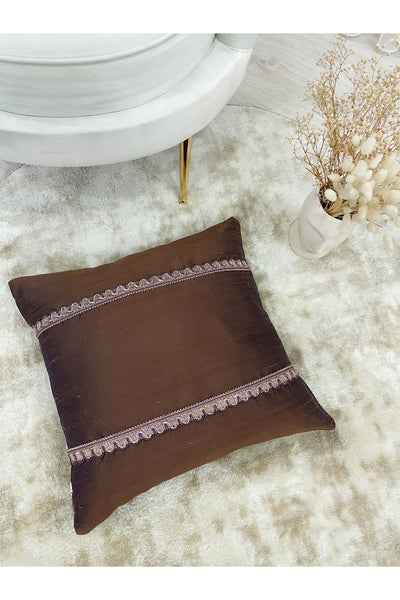 Imported Silk Cushion Pillow Cover with Cord (Oil Green)