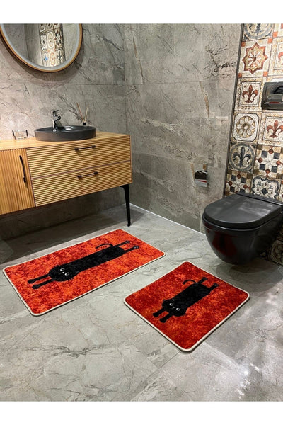Cat Polka Dot Bathroom Mat Single Piece (Size 60x100)