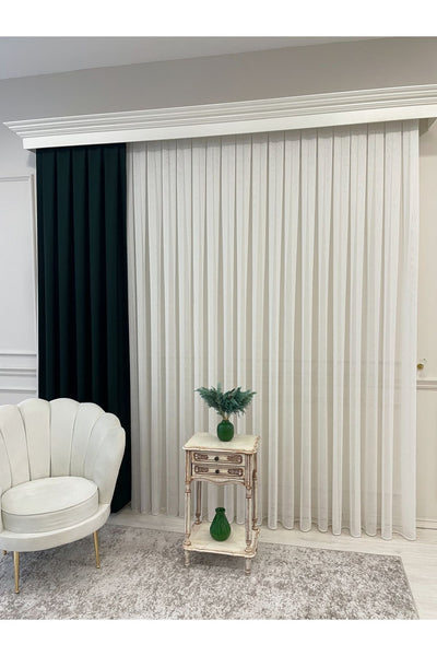 Ecru Linen-Look 1/3 Dense Pleated Sheer Curtain