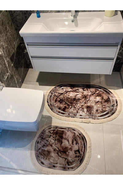 Latex Base Waterproof Bath Mat Set Size (60X100 - 60X50)