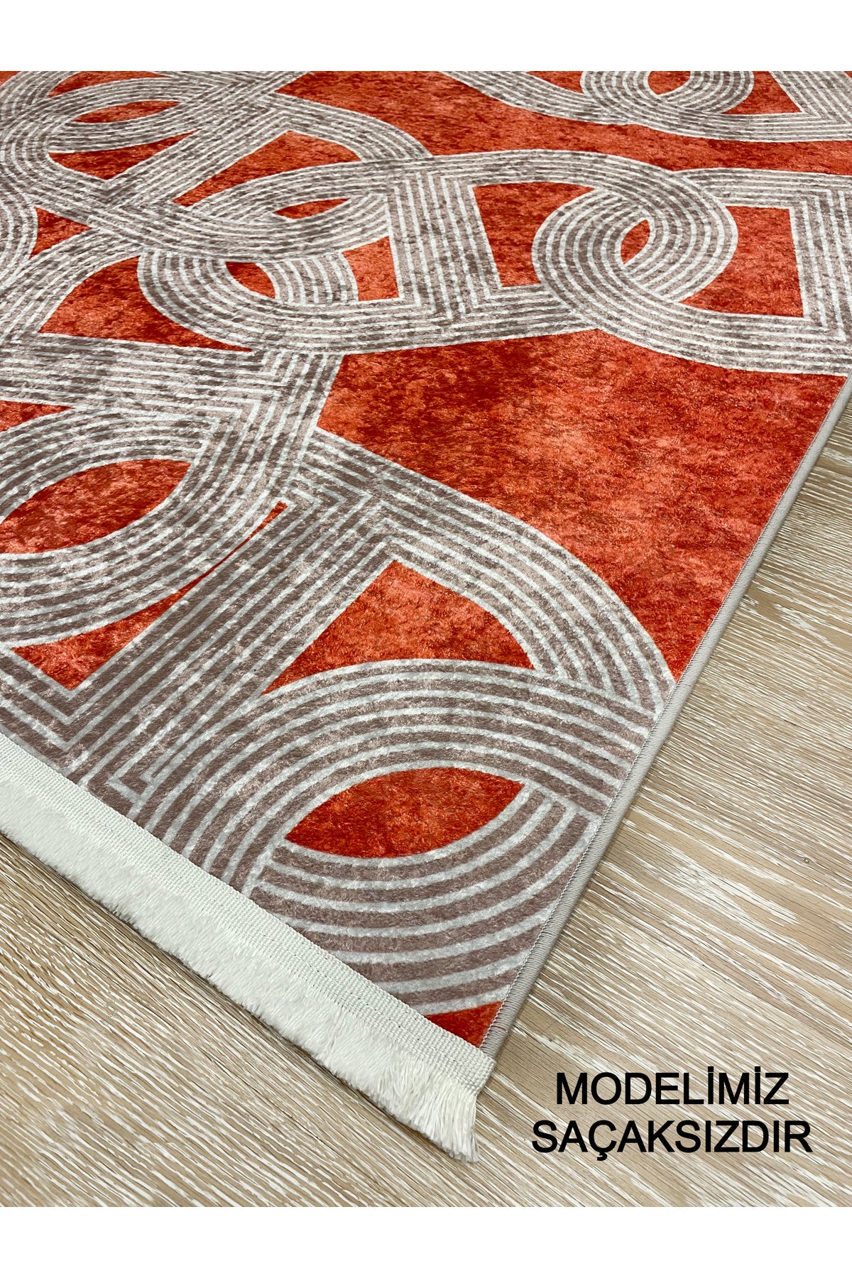 Hook Pattern Modern Design Latex-Backed Rug