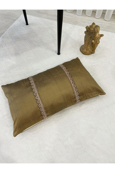 Imported Silk Cushion Pillow Cover with Cord (30x50) (Gold Color) - Classic