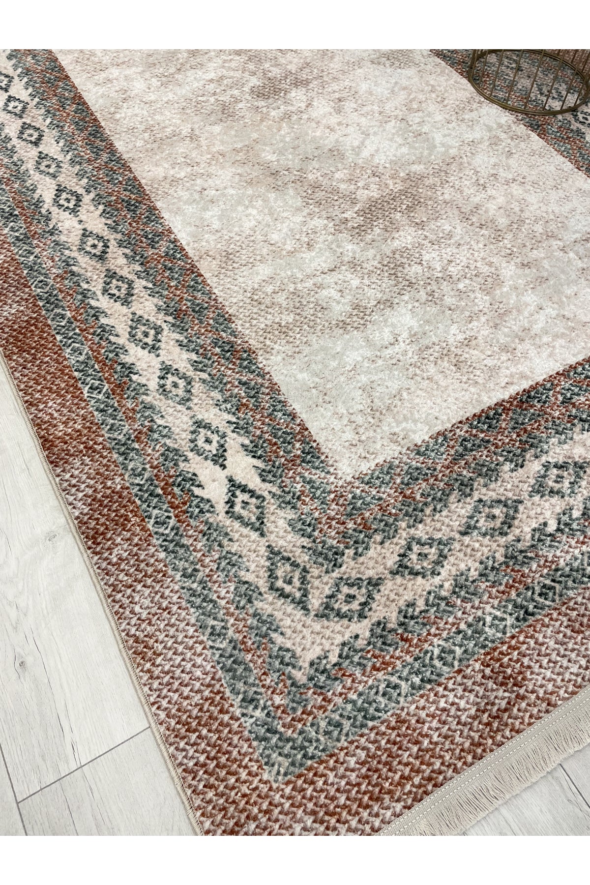 GRAY-BROWN Jute Sisal Look Latex Base Rug