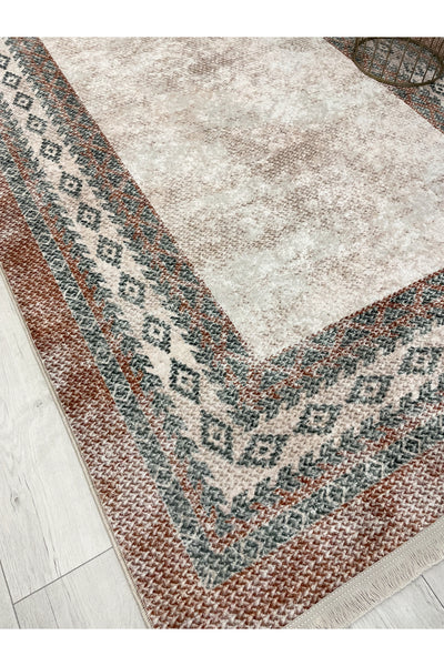 GRAY-BROWN Jute Sisal Look Latex Base Rug