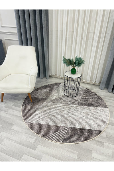 Gray Geometric Pattern Non-Slip Base Runner Rug