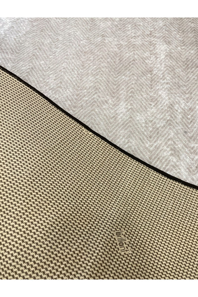 Beige - Black Wicker Jute-Look Latex Base Rug