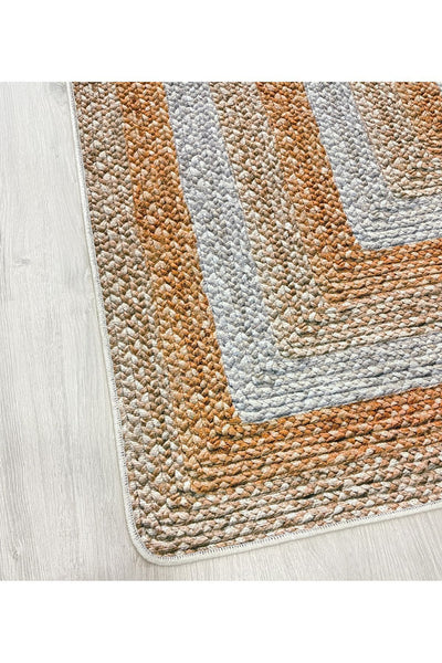 Jute Sisal Bordered Woven Base Rug - Brown - Gray