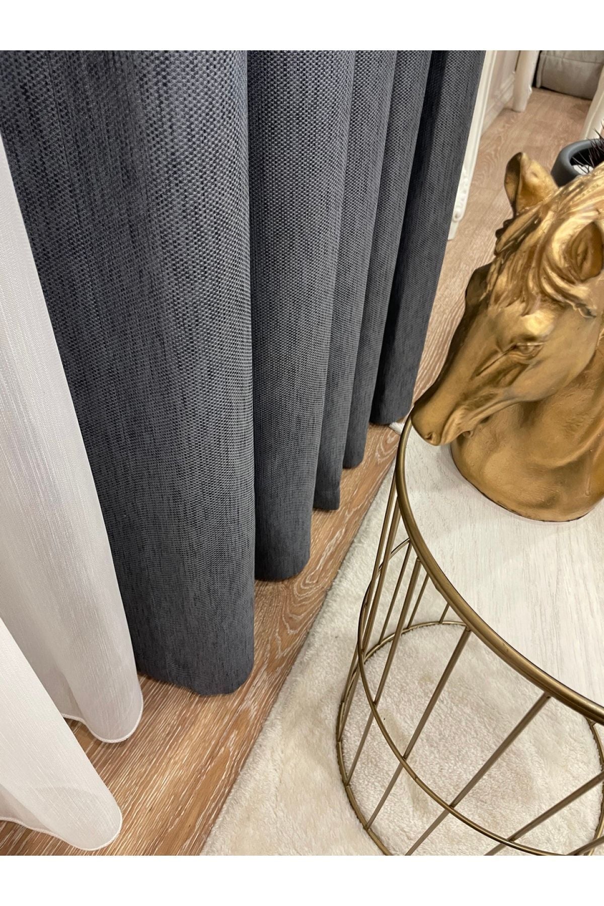 Jacquard Pattern on Blackout 1/2.50 Standard Pleated Blackout Curtain Dark Gray - Smoke