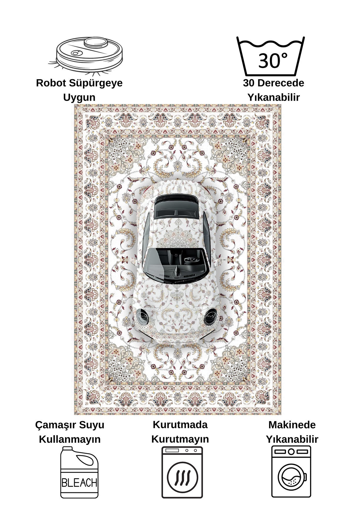 Vintage Car Pattern Latex Base Rug
