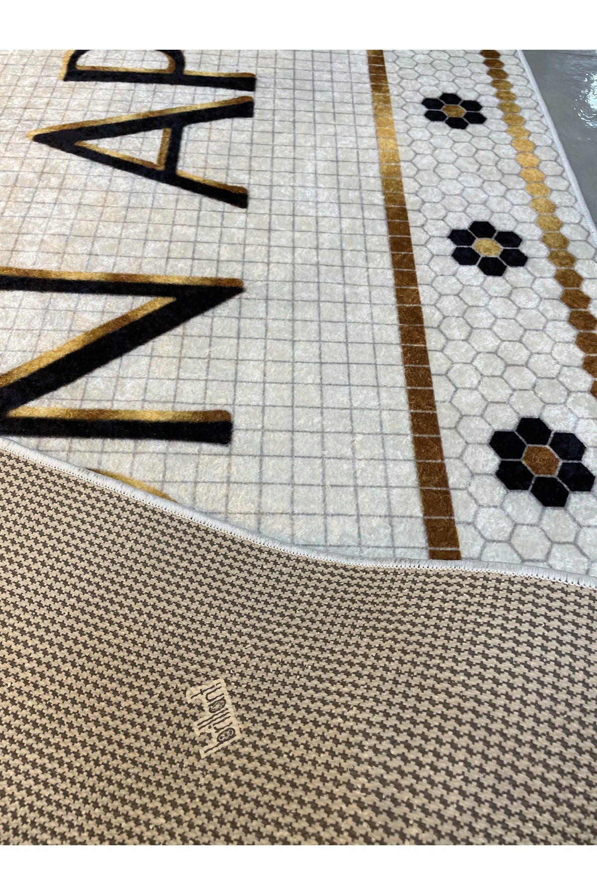 Bon Appetit Honeycomb Ecru Kitchen Runner Rug