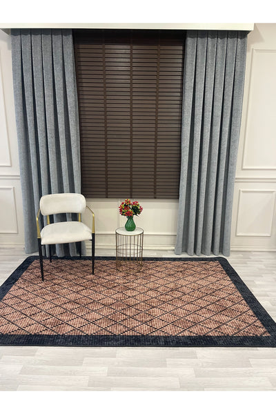 GREEN-BROWN Jute Sisal Look Bordered Non-Slip Base Runner Rug